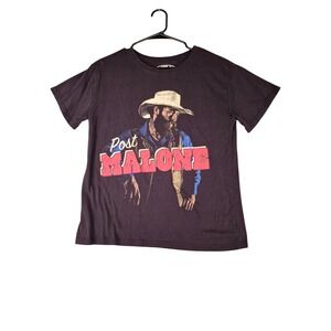 Post Malone Graphic T-Shirt Cowboy Western Artist Merch Black Short Sleeve Sz M